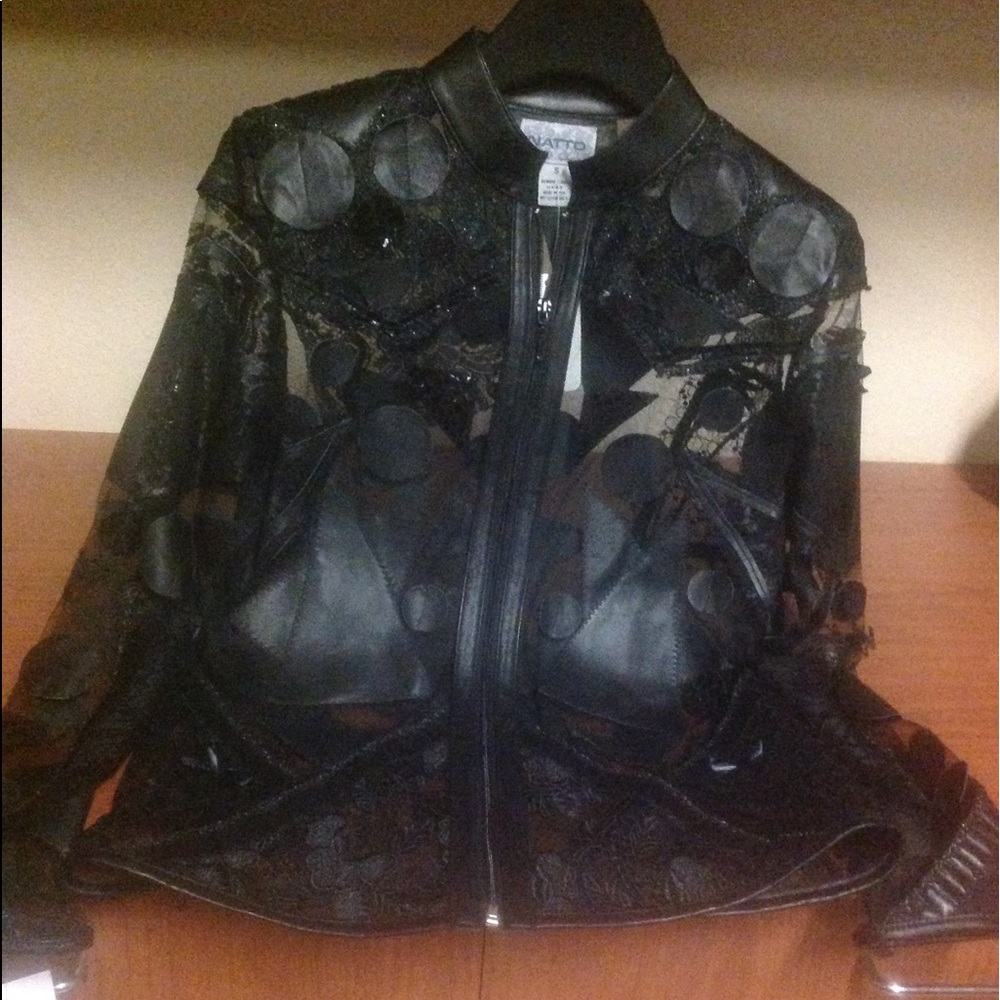 NWT leather and lace jacket